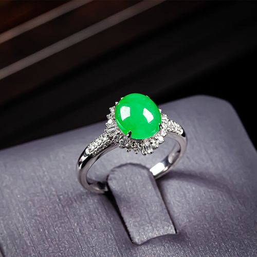 翠贵人旗舰店的优惠券大全—天然翡翠阳绿翡翠戒指 老坑冰糯18k金女款