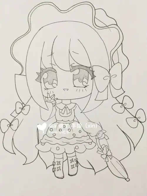 简笔画教程小红书q版漫画人物萌女古风简笔画q版日本女孩的简笔画法