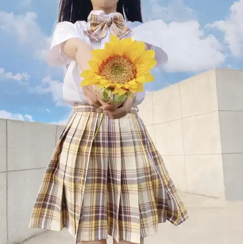 山吹裙子女秋冬装 jk制服裙正版格子百褶裙中牌制服馆