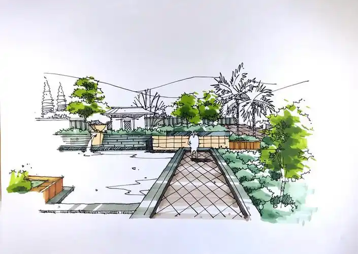 手绘教程|景观马克笔上色