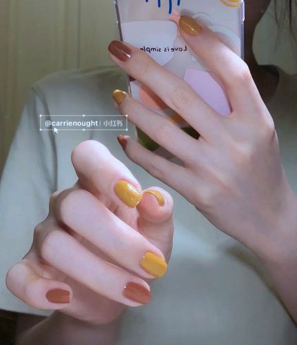 秋日温柔蜂蜜南瓜显白显嫩简单百搭款穿戴美甲成品贴片假指甲甲片