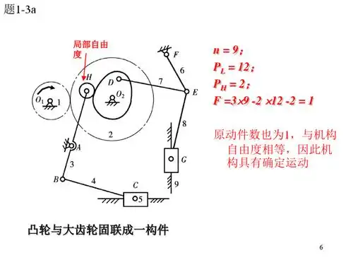 凸轮与大齿轮固联成一构件 6