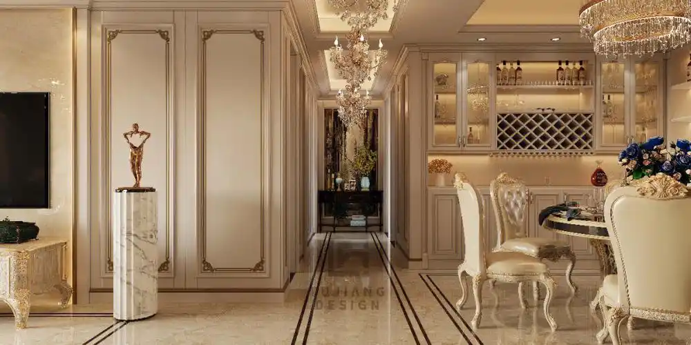 欧式装修风格起源于古希腊和古罗马,也含有部分古波斯风格,借用了大量