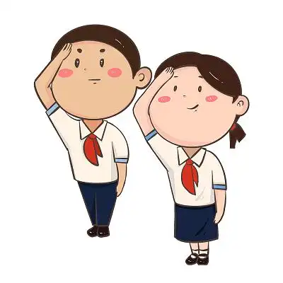 穿校服敬礼少先队员平面卡通可爱认真png素材竞选少先队员