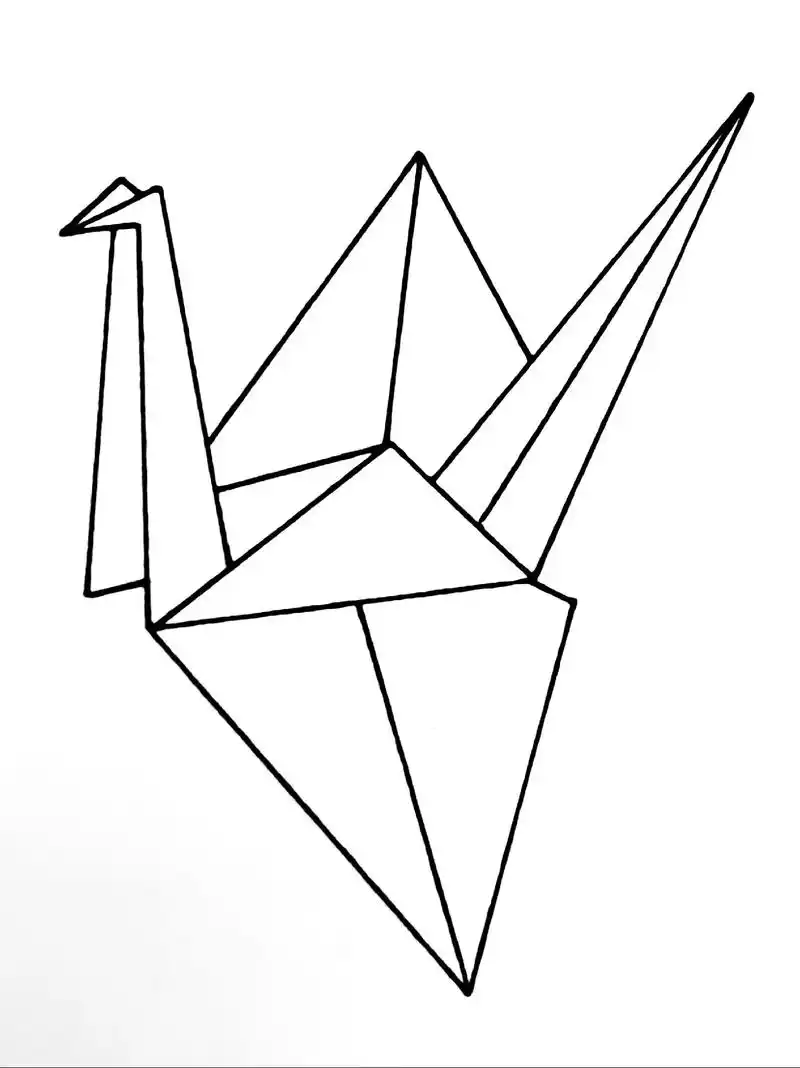 简笔画分享64千纸鹤内附过程图