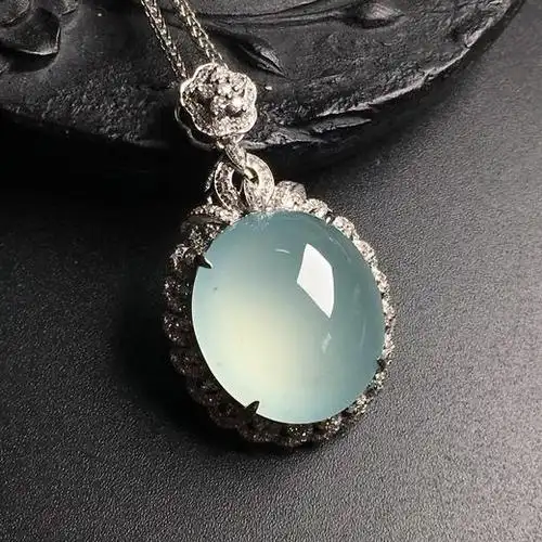 【10386】翡翠冰种底色蛋面吊坠