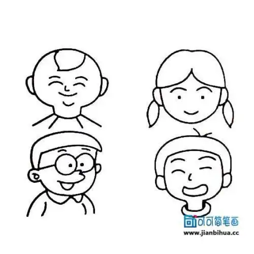 小学人物头像简笔画动漫 简笔画 卡通 漫画 手绘 头像 线稿 690_690