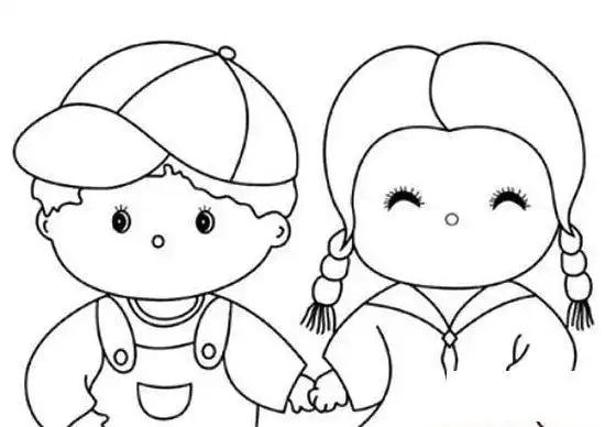 两个小孩人物简笔画小男孩简笔画小女孩简笔画