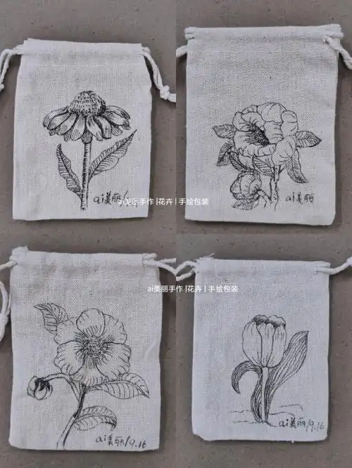 饰品创业#原创饰品#初秋搭配#百搭饰品#纯手绘束口袋#礼品袋#包装设计