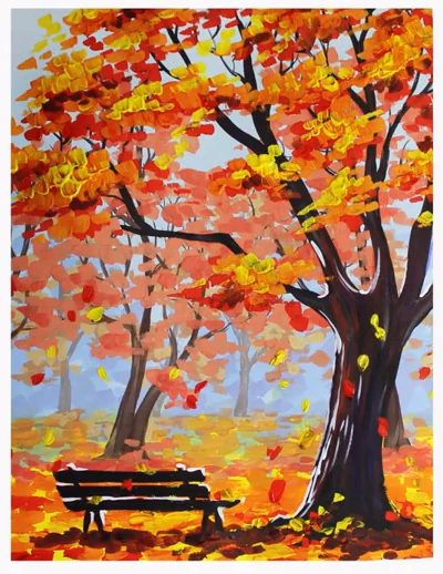 简单的风景水粉画视频教程,是一幅很美的秋天的风景哦!