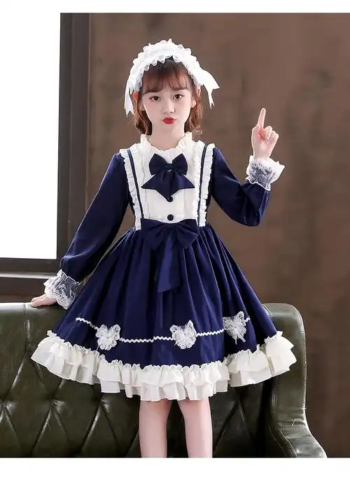 洛丽塔可爱女童公主裙秋季儿童裙子舒适洋气lolita连衣裙萝莉塔红色