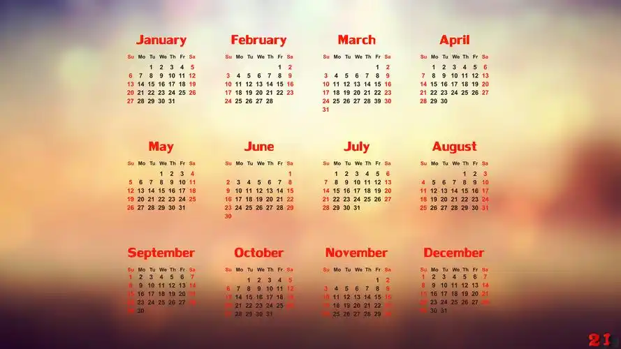 2019年日历全年单张表