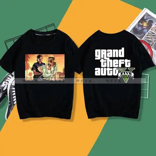 辉烈 侠盗gta5圣安地列斯周边rockstar games摇滚之星短袖t恤衣服体恤