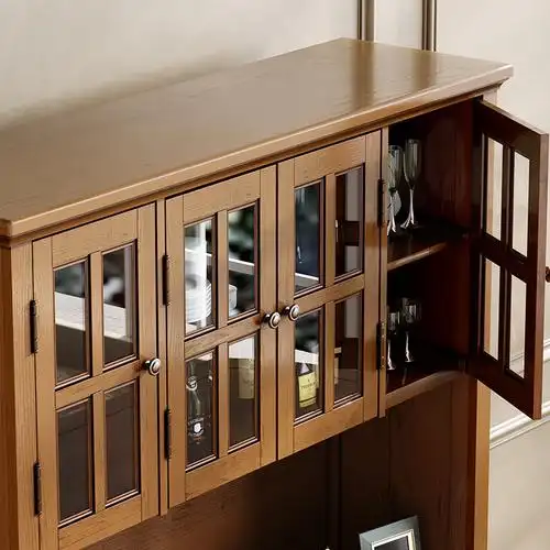 美式实木餐边柜餐厅成套家具现代上下酒柜黑色餐边柜