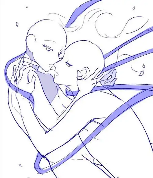 板绘临摹将你我连在一起双人线稿