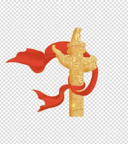 卡通华表柱飘带手绘元素