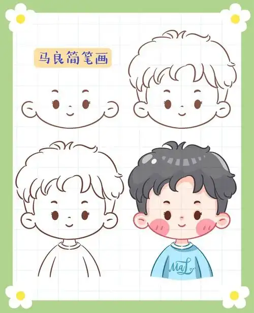 原创简单男孩头像教程卡通人物小插画手绘