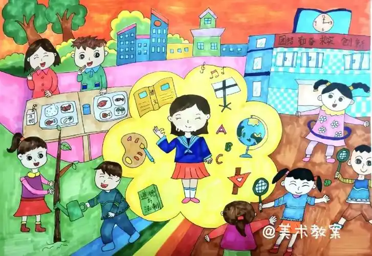 主题绘画校园生活