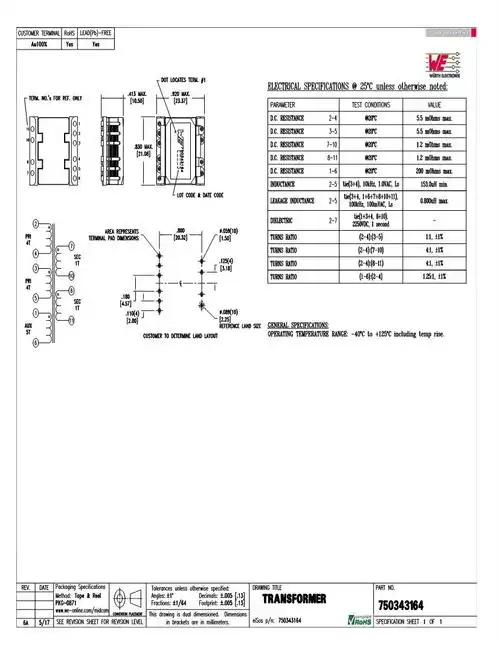 transformer电源变压器数据表