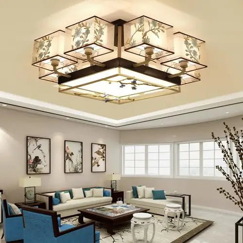 新中式吸顶灯客厅灯中国风仿羊皮客厅餐厅别墅简约现代 卧室灯具