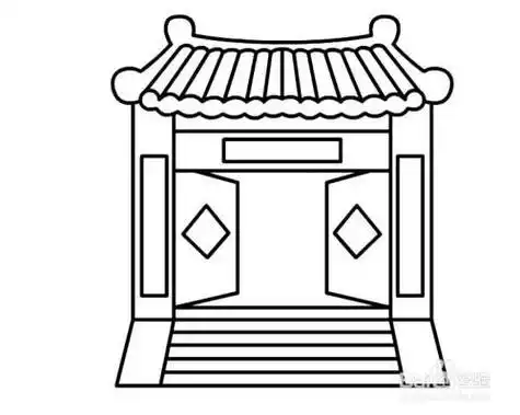 古代四合院大门简笔画北京四合院简笔画图片画法北京四合院简笔画图片