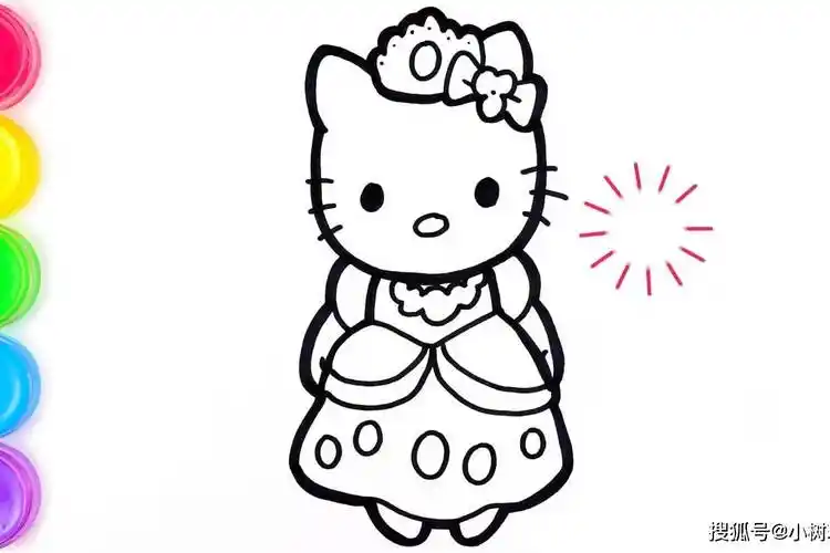 儿童亲子趣味益智画画一起给凯蒂猫小公主上色吧