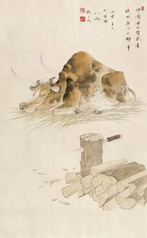 几头工笔画的牛