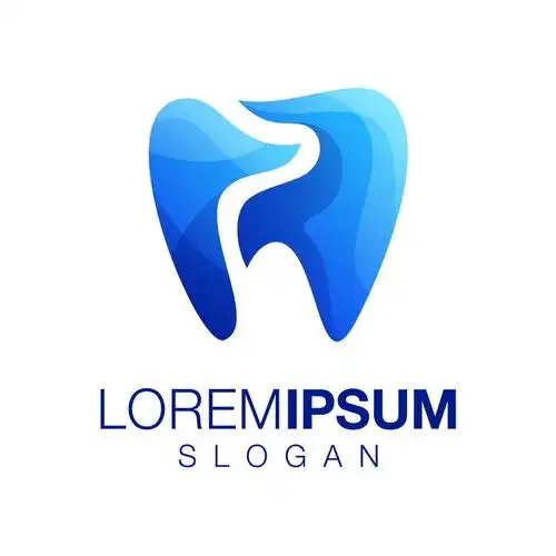 蓝色简约风格牙齿牙科logo图片免抠矢量图 - 设计盒子