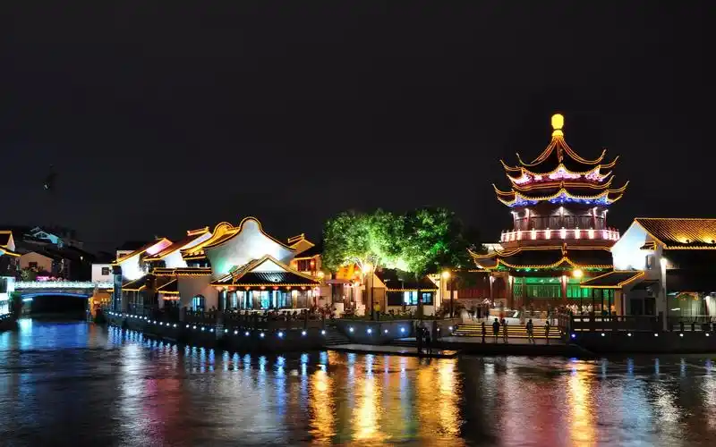 苏州七里山塘街夜景高清壁纸图片