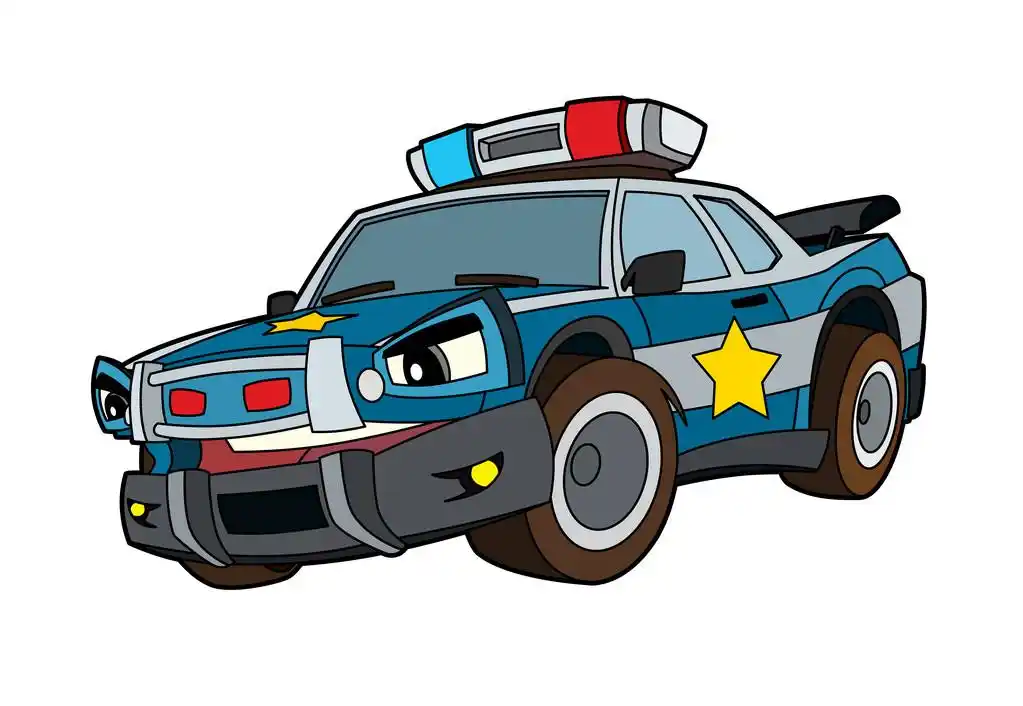 警察车,警车-为孩子们的插图
