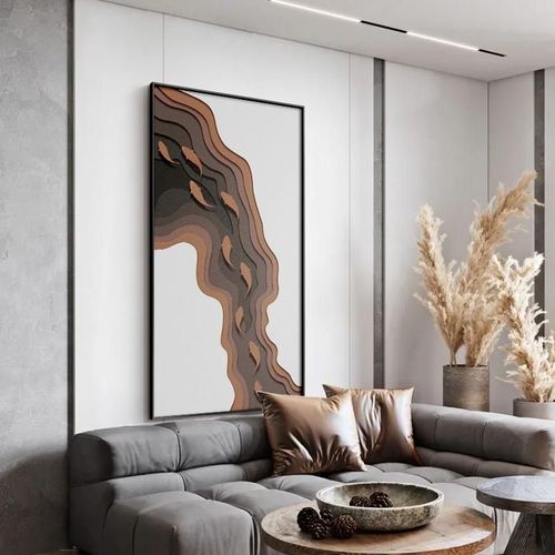 轻奢风玄关装饰画正对大门墙挂画九鱼图走廊客厅背景墙画现代简约