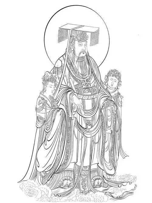 永乐宫壁画临摹东极青华大帝