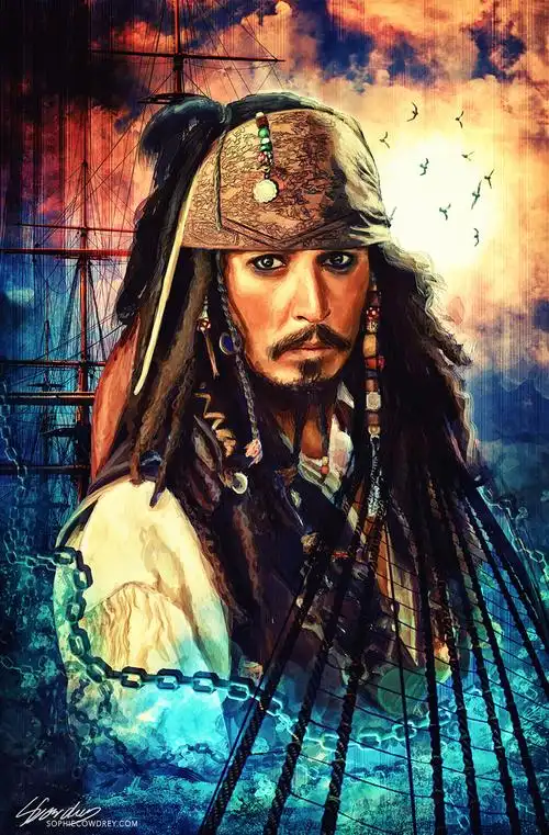 hes a pirate : digital painting of johnny dep