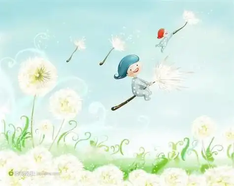 小孩吹蒲公英的简笔画