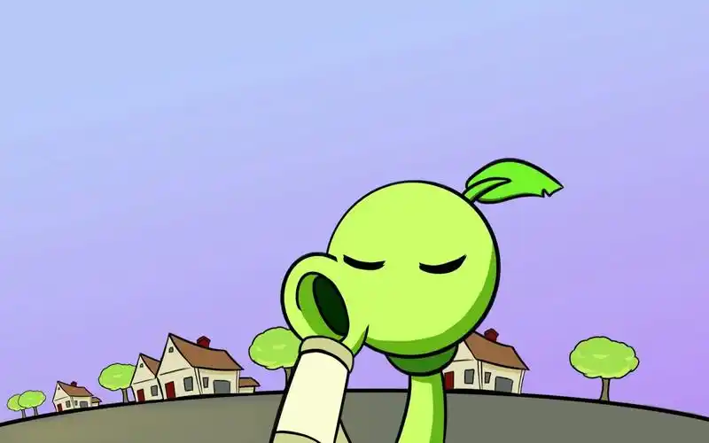 豌豆射手只是在吹头发!