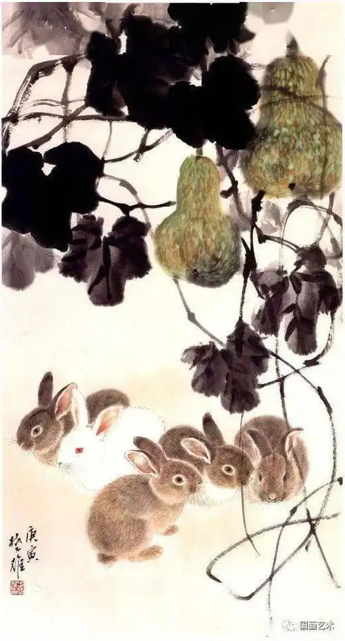 现当代名家方楚雄画兔作品欣赏