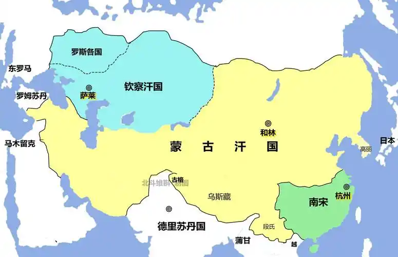 蒙哥时期的版图蒙哥时期对察合台系,窝阔台系的清洗,是蒙古汗国内部