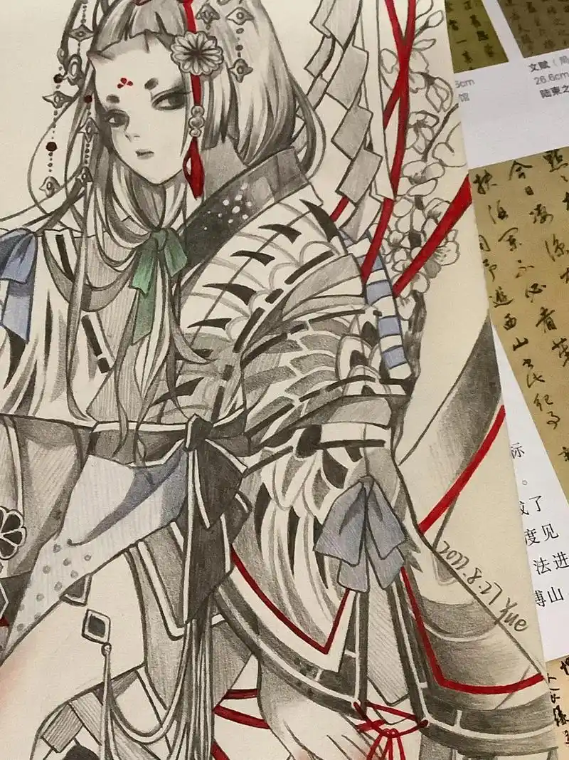 画画 #手绘 #临摹 #和风#铅笔画 "因果不能调我,阴 - 抖音