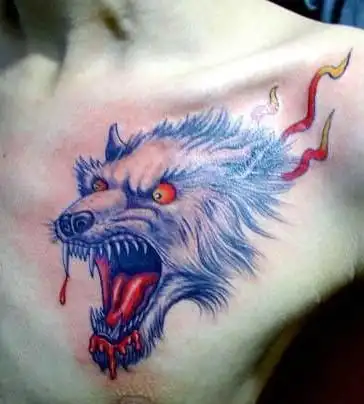 胸部超酷的狼头刺青(2) - 纹身秀