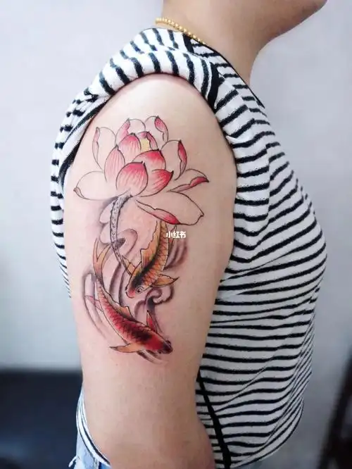 水墨锦鲤荷花‖赣州纹身
