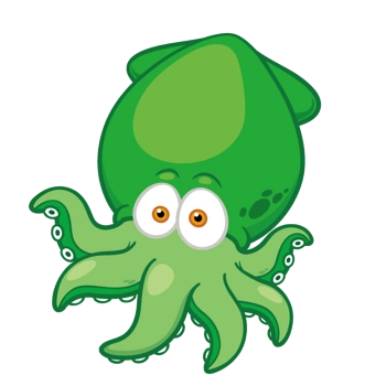 矢量卡通绿色乌贼
