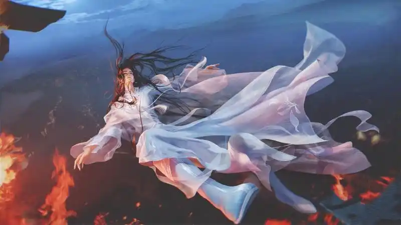 天官赐福 谢怜 火焰 下坠 4k高清动漫壁纸 4k手机壁纸