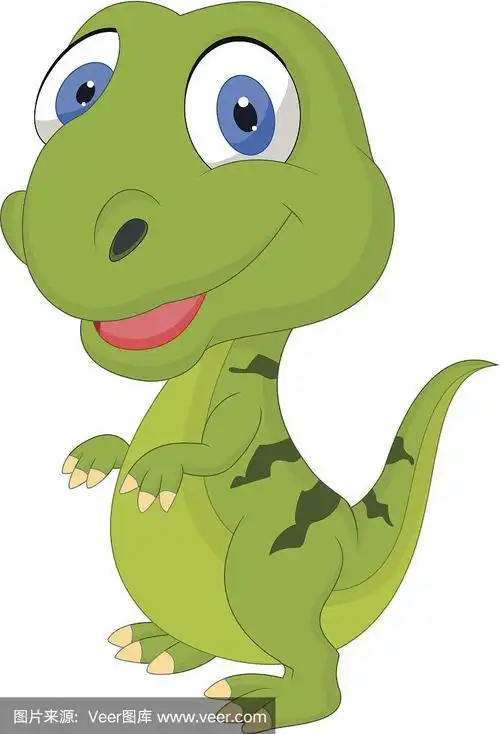 可爱的卡通绿色恐龙