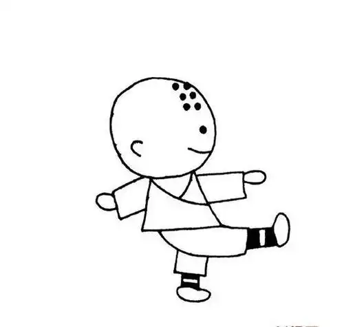 中国武术简笔画作品欣赏-儿童简笔画大全少林寺武术简笔画武僧简笔画