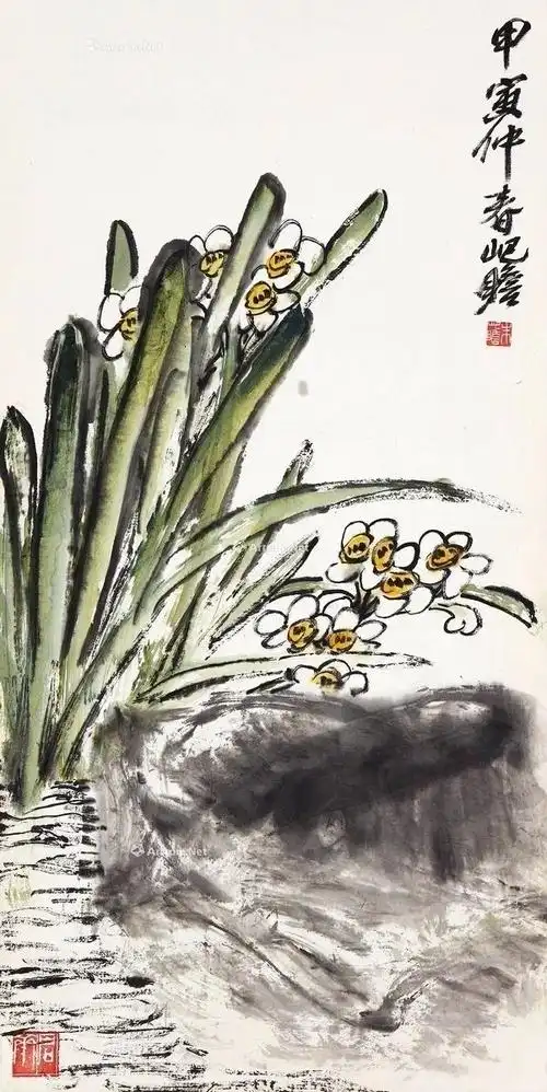 延年益寿,画水仙