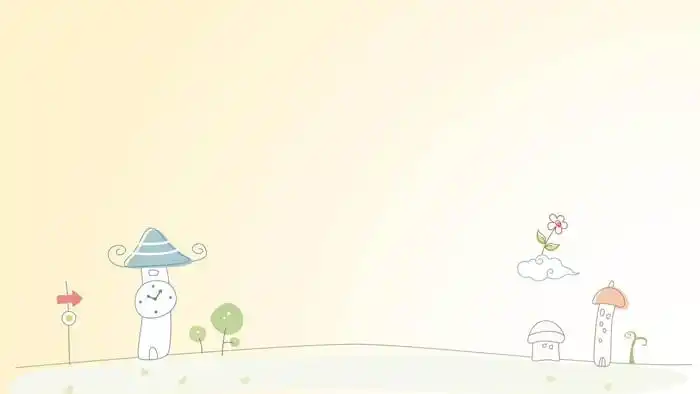 10张可爱卡通插画风格ppt背景图片