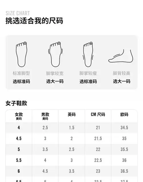 nike鞋码对照表