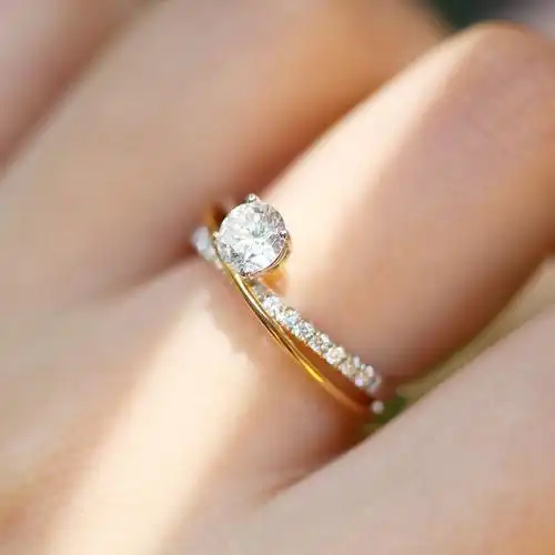 福大生 钻石戒指女50分vs h新款 正品 结婚钻戒爪镶女戒 18k黄白金