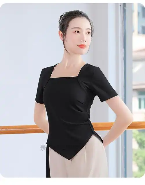体操服舞蹈服短袖夏形体艺考训练服装女体操服舞蹈上衣芭蕾古典舞练功