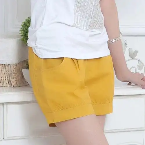 短裤女夏宽松新松紧高腰运动休闲黑色灯笼裤女士热裤 ca19白色升级